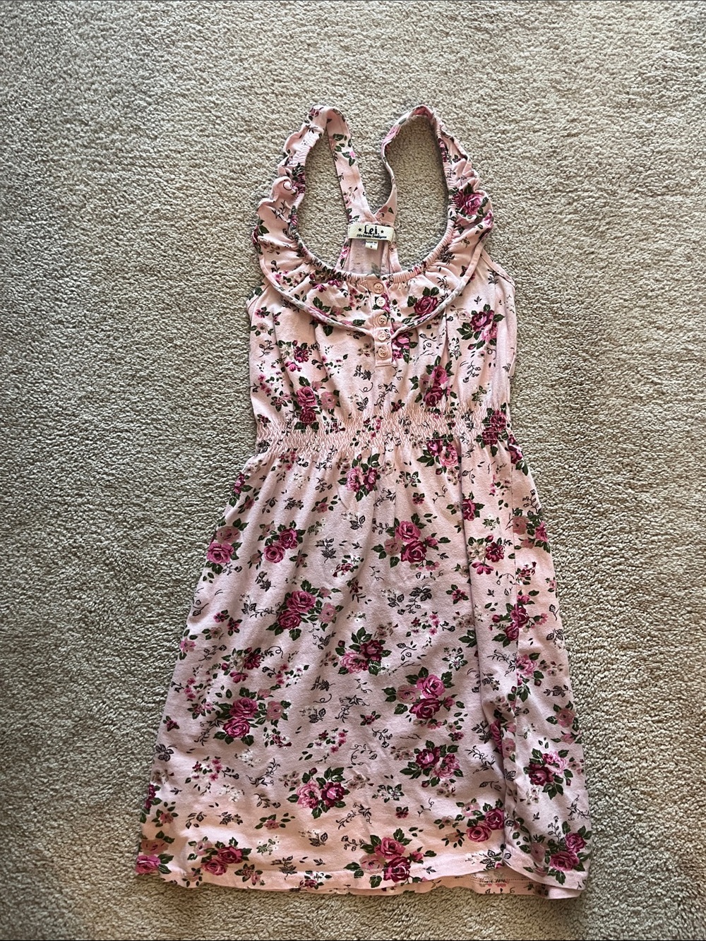 lei Pink Floral Ruffle-Trim Sundress